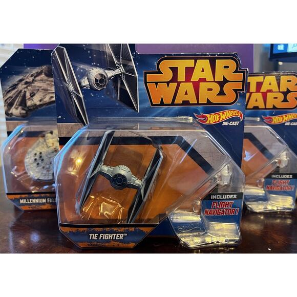 Hot Wheels STAR WARS X-WING Fighter Red 5 Millennium Falcon Tie Fighter 2014 NEW - Picture 3 of 12